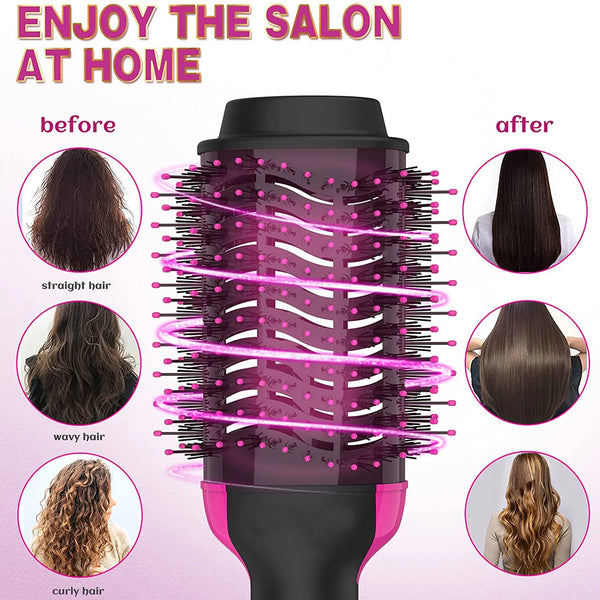 Professional Hair Dryer Brush, Hot Air Brush, One Step Hair Dryer & Hot Air Styler for Hair Salon, Blowing Straightening, Curling (Size: 13.2"X3.5" X 4.3")