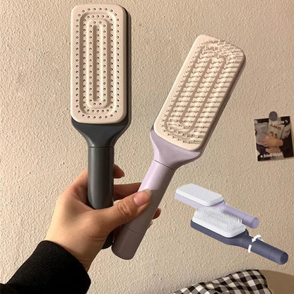 Rotatable Self-Cleaning Hair Brush with Air Cushion and Anti-Static Technology for Women