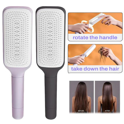 Rotatable Self-Cleaning Hair Brush with Air Cushion and Anti-Static Technology for Women