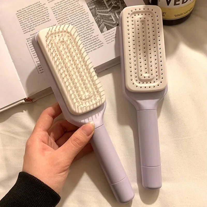 Rotatable Self-Cleaning Hair Brush with Air Cushion and Anti-Static Technology for Women