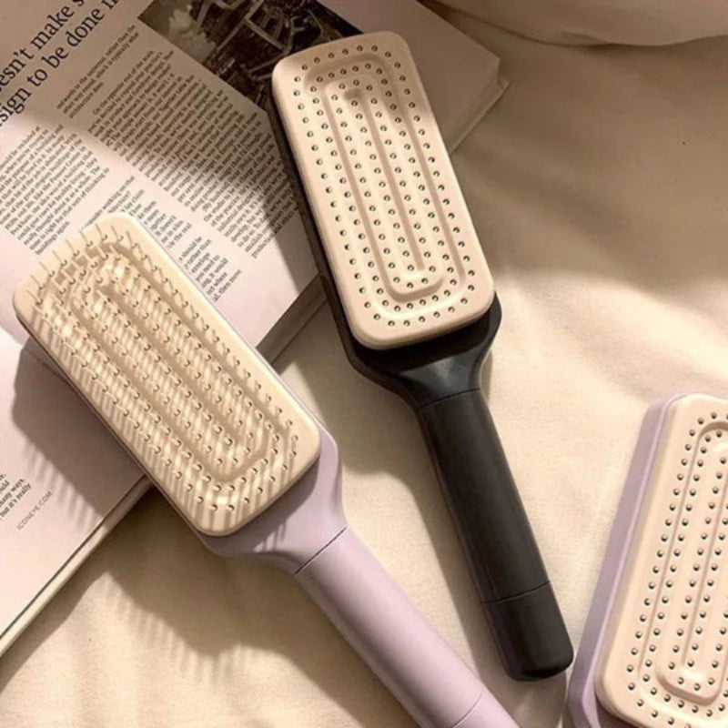 Rotatable Self-Cleaning Hair Brush with Air Cushion and Anti-Static Technology for Women