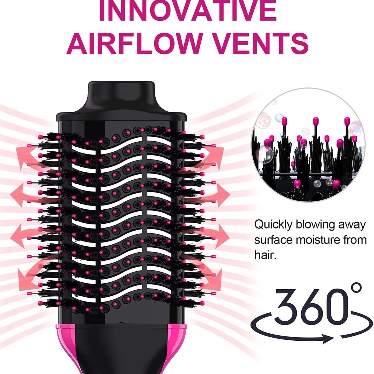 Professional Hair Dryer Brush, Hot Air Brush, One Step Hair Dryer & Hot Air Styler for Hair Salon, Blowing Straightening, Curling (Size: 13.2"X3.5" X 4.3")